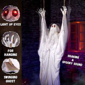 Alternative view of Halloween Animatronics 5ft Hanging Swing Ghost
