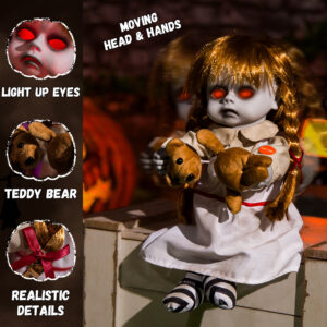 Alternative view of Halloween Animatronic 10inch Creepy Girl Doll