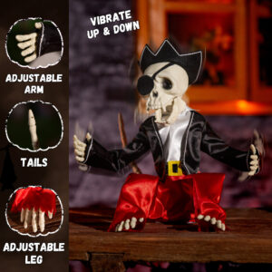 Halloween Animatronics 12" Skeleton Monkey (Pirate) - Image 5