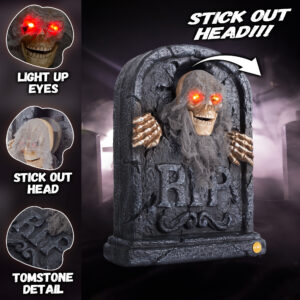 Alternative view of Halloween Animatronic Zombie Tombstone Decorations