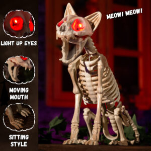 Alternative view of Halloween Animatronics 15" Skeleton Cat