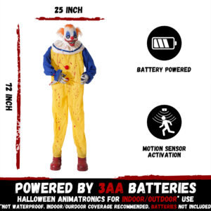 Halloween Animatronic 6ft Killer Clown Decorations - Image 3