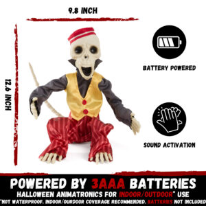 Halloween Animatronics 12" Skeleton Monkey (Circus) - Image 4