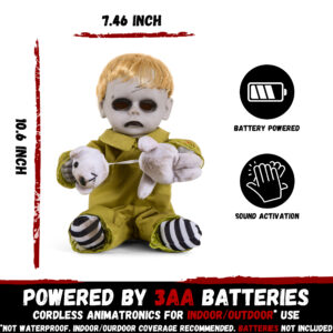 Halloween Animatronic 10inch Creepy Boy Doll - Image 4