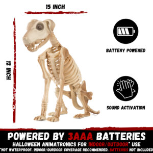 Halloween Animatronics 15" Skeleton Dog - Image 3