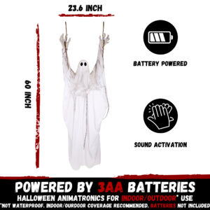 Halloween Animatronics 5ft Hanging Swing Ghost - Image 3