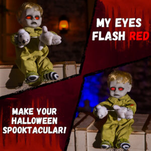 Halloween Animatronic 10inch Creepy Boy Doll - Image 3