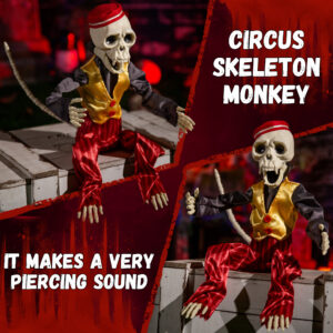 Halloween Animatronics 12" Skeleton Monkey (Circus) - Image 3