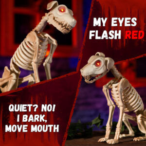 Halloween Animatronics 15" Skeleton Dog - Image 4