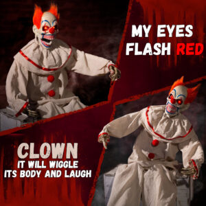 Halloween Animatronic Sitting Clown - Image 3
