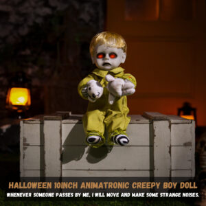 Halloween Animatronic 10inch Creepy Boy Doll - Image 6