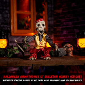 Alternative view of Halloween Animatronics 12" Skeleton Monkey (Circus)