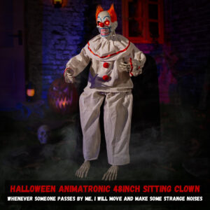 Halloween Animatronic Sitting Clown - Image 6