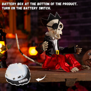 Halloween Animatronics 12" Skeleton Monkey (Pirate) - Image 6