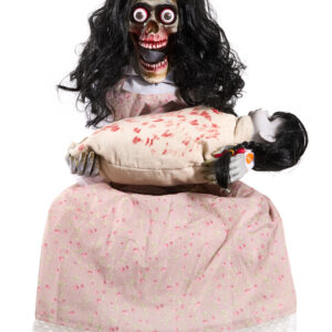 Halloween Animatronics Creepy Sitting Skeleton & Doll