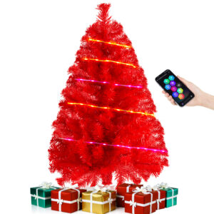 Red 3ft Christmas Tree with Lights