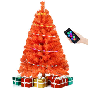 Orange 3ft Christmas Tree with Lights
