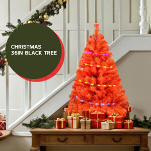 Orange 3ft Christmas Tree with Lights - Image 8