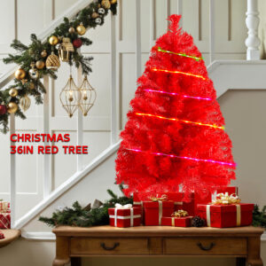 Red 3ft Christmas Tree with Lights - Image 6