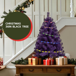 Purple 3ft Christmas Tree with Lights - Image 3