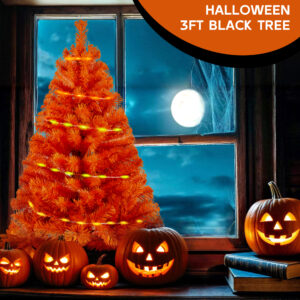 Orange 3ft Christmas Tree with Lights - Image 7
