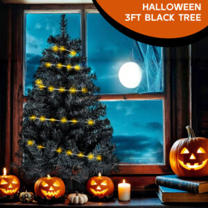 Black 3ft Christmas Tree with Lights - Image 6