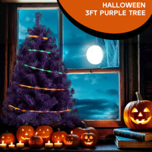 Purple 3ft Christmas Tree with Lights - Image 4