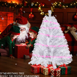 White 3ft Christmas Tree with Lights - Image 3