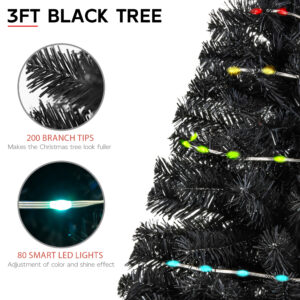 Black 3ft Christmas Tree with Lights - Image 3