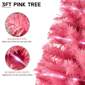 Alternative view of Pink 3ft Christmas Tree with Lights