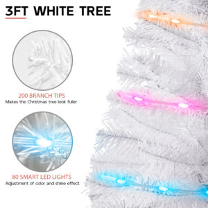 White 3ft Christmas Tree with Lights - Image 7