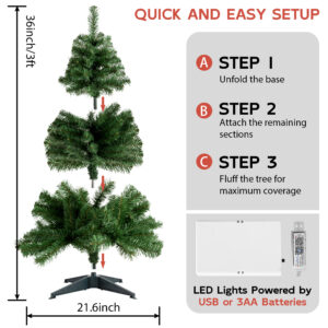 Alternative view of Green 3ft Christmas Tree with Lights