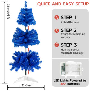 Alternative view of Blue 3ft Christmas Tree with Lights