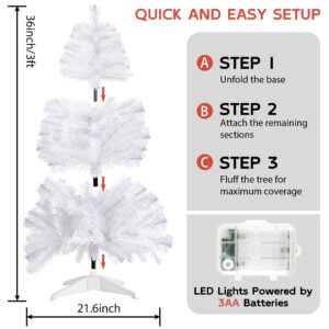White 3ft Christmas Tree with Lights - Image 6