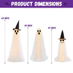 Alternative view of Halloween Light Up Ghost Family Decorations Set, 3 Pack Standing Ghost Figures