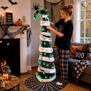 5ft Halloween Eyeball Tree with 50 Lights - Image 3