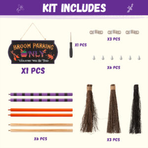 Halloween Decorations Light-Up Broom Parking Only Sign with 3 Witch Brooms, Violators Will Be Toad - Image 5