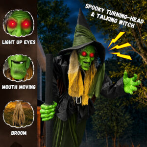 Halloween Decorations Outdoor, 11 FT Animatronics Flying Hovering Witch - Image 7