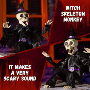 Halloween Animatronics Skeleton Monkey (Witch) - Image 5