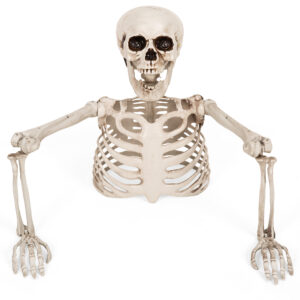 Halloween Half Skeleton Decoration with Red Glowing Eyes & Green Light-Up Body