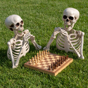 Halloween Half Skeleton Decoration with Red Glowing Eyes & Green Light-Up Body - Image 4