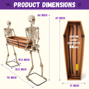 Alternative view of Two Skeletons Carrying Open Coffin Halloween Decorations