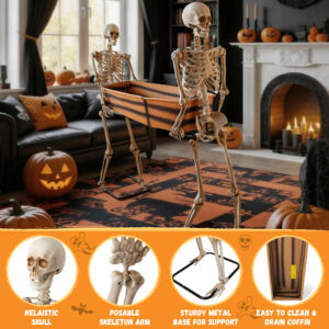 Two Skeletons Carrying Open Coffin Halloween Decorations - Image 7