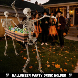 Two Skeletons Carrying Open Coffin Halloween Decorations - Image 4