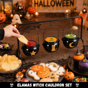 Halloween Decorations Indoor Halloween Party Decor, 3 Pack Ceramic Witches Cauldron - Image 5