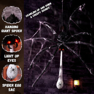 Halloween Animatronics Decorations Floating Hanging Giant Spider with Egg Sac - Image 7