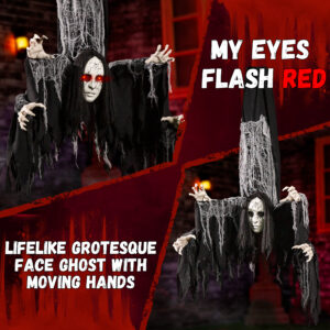 Halloween Animatronics Decorations Hanging Ghost with 4 Hands - Image 5