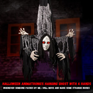 Halloween Animatronics Decorations Hanging Ghost with 4 Hands - Image 4