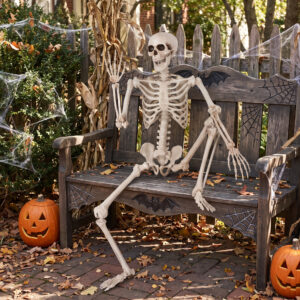Alternative view of 63" Halloween Skeleton Life Size Decor, 5.2FT Posable Skeletons with Glowing Eyes and Body