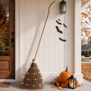 Alternative view of Halloween Decorations - 6 FT Giant Light Up Witch Broom, Vintage Witches Broomstick Fall Decor